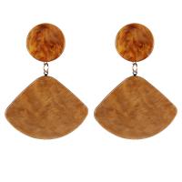 Zinc Alloy Drop Earring, with Acetate, zinc alloy post pin, plated, for woman, brown 