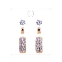 Zinc alliage strass Stud Earring, alliage de zinc, Alliage de zinc puce boucle d'oreille, Placage, trois pièces & pour femme & avec strass, plus de couleurs à choisir, 4mm,6mm,12mm,5mm,5mm,14mm,5mm,6mm,8mm é, Vendu par fixé