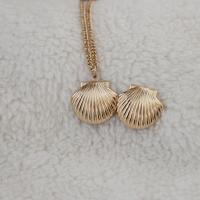 Zinc Alloy Necklace, Shell, plated, oval chain & for woman Approx 15.7 Inch 