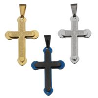 Edelstahl Kreuz Anhänger, plattiert, keine, 25.5x39x3.5mm, Bohrung:ca. 4x8mm, verkauft von PC