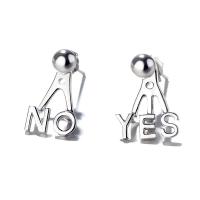 Brass Asymmetric Earrings, Alphabet Letter, platinum plated, for woman  