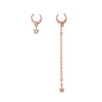 Brass Asymmetric Earrings, Moon, plated, micro pave cubic zirconia & for woman 4mm, 6mm, 12mm, 40mm 