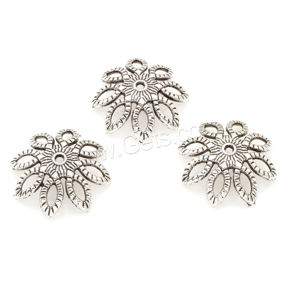 Zinc Alloy Bead Caps, Flower, plated, silver color, 20*6mm, Approx 333PCs/Bag, Sold By Bag