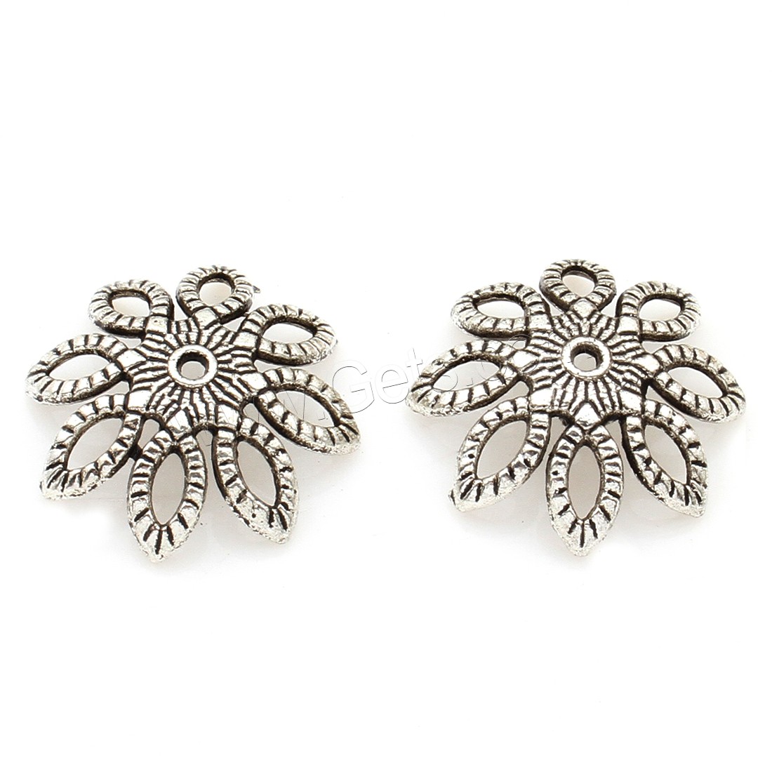 Zinc Alloy Bead Caps, Flower, plated, silver color, 20*6mm, Approx 333PCs/Bag, Sold By Bag