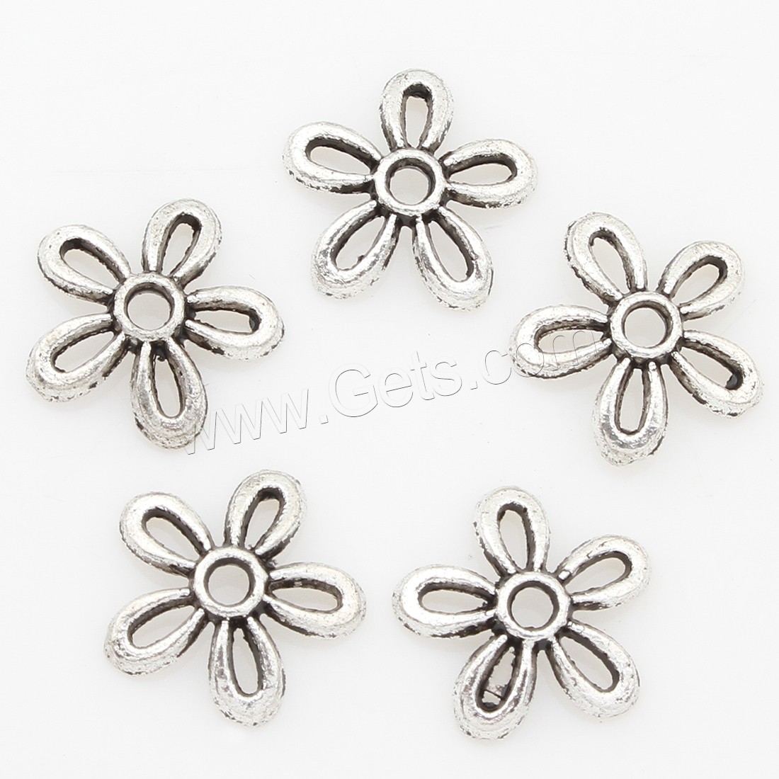 Zink Legierung Perlenkappen, Zinklegierung, Blume, plattiert, Silberfarbe, 12*2mm, 1000PCs/Tasche, verkauft von Tasche