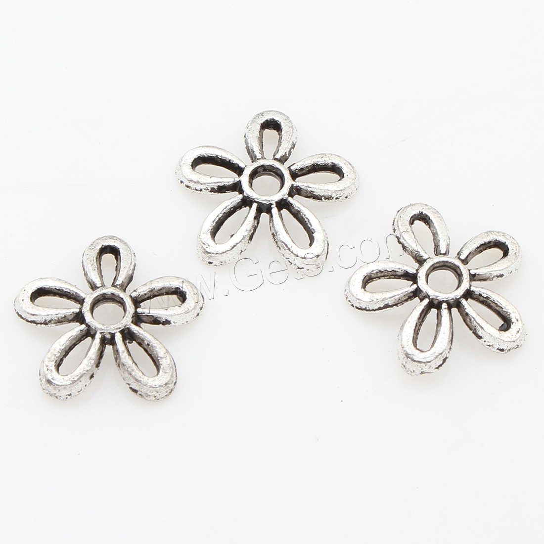 Zink Legierung Perlenkappen, Zinklegierung, Blume, plattiert, Silberfarbe, 12*2mm, 1000PCs/Tasche, verkauft von Tasche