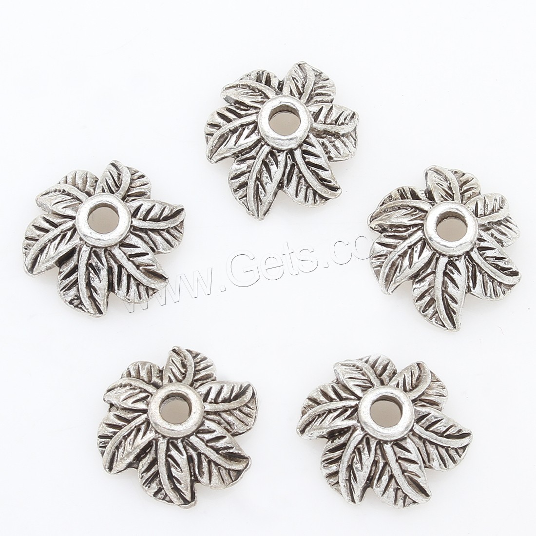 Tapa de abalorio de aleación de zinc, Flor, chapado, plateado, 10*5mm, 500PCs/Bolsa, Vendido por Bolsa