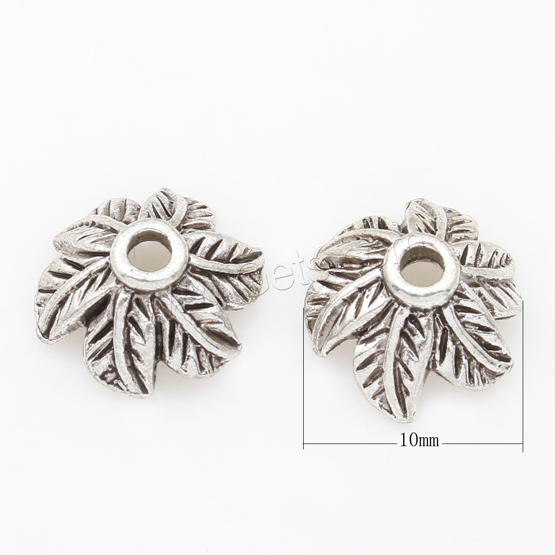 Zinc Alloy Bead Caps, Flower, plated, silver color, 10*5mm, 500PCs/Bag, Sold By Bag