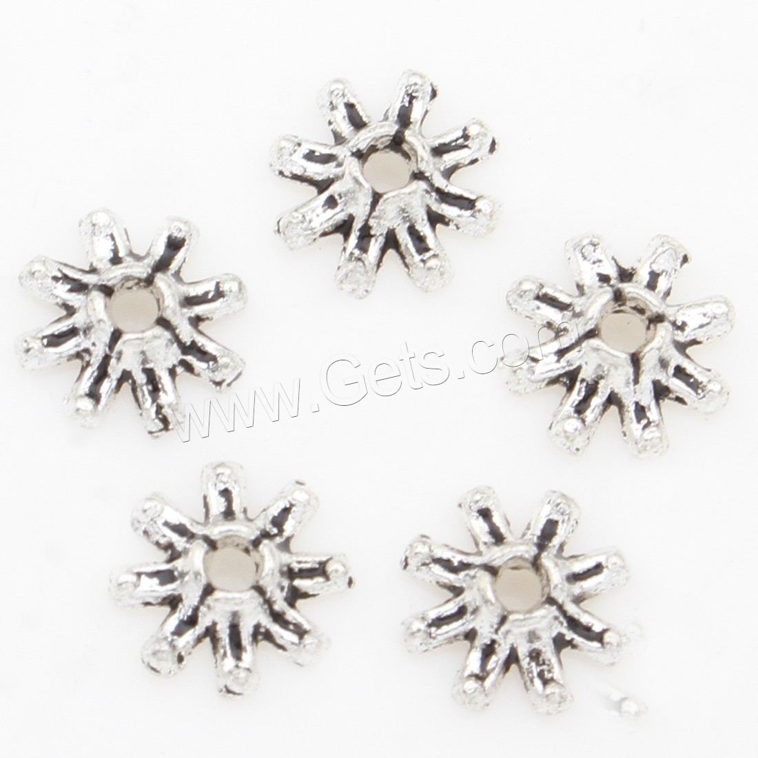 Zink Legierung Perlenkappen, Zinklegierung, Blume, plattiert, Silberfarbe, 8*3mm, 1500PCs/Tasche, verkauft von Tasche