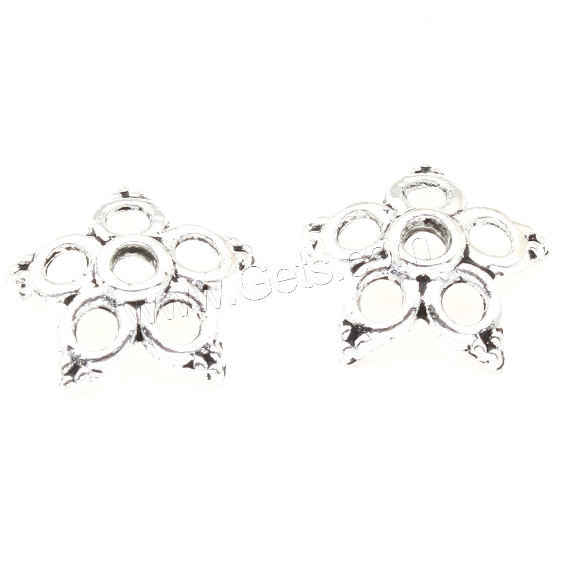 Zinc Alloy Bead Caps, Flower, plated, hollow, silver color, 12*3mm, 1000PCs/Bag, Sold By Bag