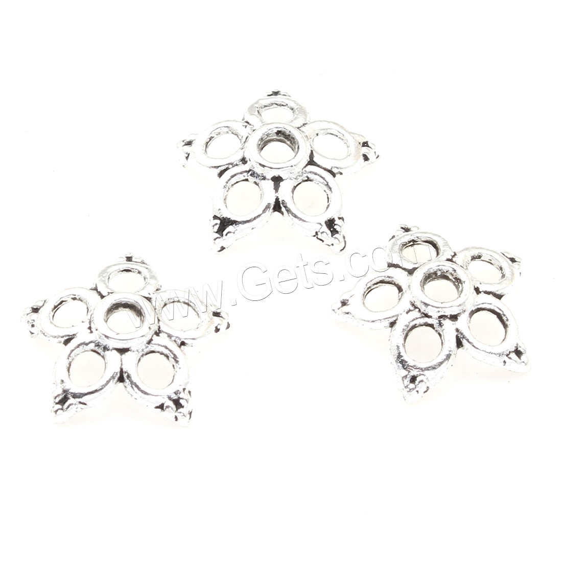 Zinc Alloy Bead Caps, Flower, plated, hollow, silver color, 12*3mm, 1000PCs/Bag, Sold By Bag