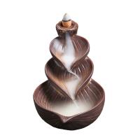 Incense Smoke Flow Backflow Holder Ceramic Incense Burner, Porcelain, brown 