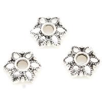 Zinc Alloy Bead Caps, Flower, plated nickel, lead & cadmium free, 6*2mm 