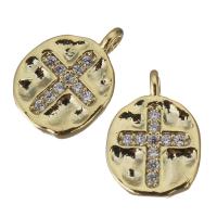 Cubic Zirconia Micro Pave Brass Pendant, gold color plated, micro pave cubic zirconia Approx 1mm 