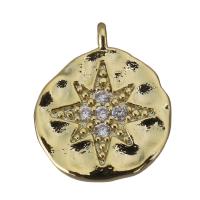 Cubic Zirconia Micro Pave Brass Pendant, gold color plated, micro pave cubic zirconia Approx 1mm 