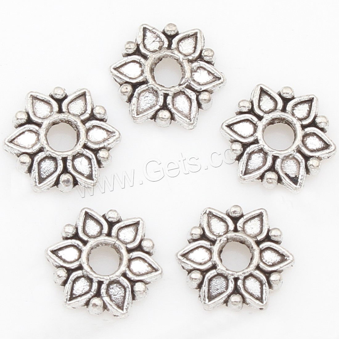 Perles intercalaires en alliage de zinc, fleur, Placage, plus de couleurs à choisir, 8*1mm, 2500PC/sac, Vendu par sac