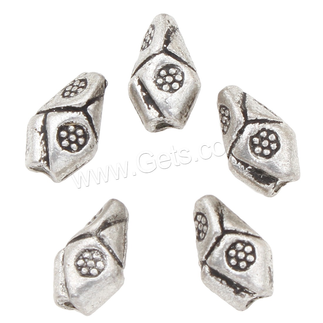 Zinklegierung Schmuckperlen, plattiert, Silberfarbe, frei von Nickel, Blei & Kadmium, 10x6x5mm, 500PCs/Tasche, verkauft von Tasche