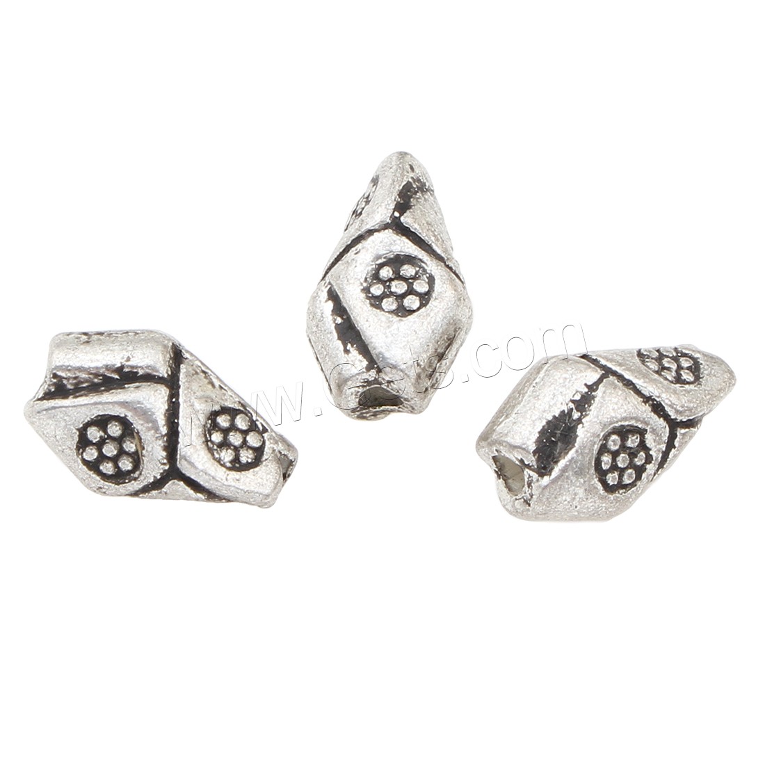 Zinklegierung Schmuckperlen, plattiert, Silberfarbe, frei von Nickel, Blei & Kadmium, 10x6x5mm, 500PCs/Tasche, verkauft von Tasche