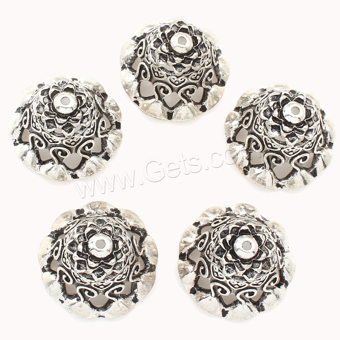 Zinc Alloy Bead Caps, plated, silver color, nickel, lead & cadmium free, 30*21mm, Approx 41PCs/Bag, Sold By Bag