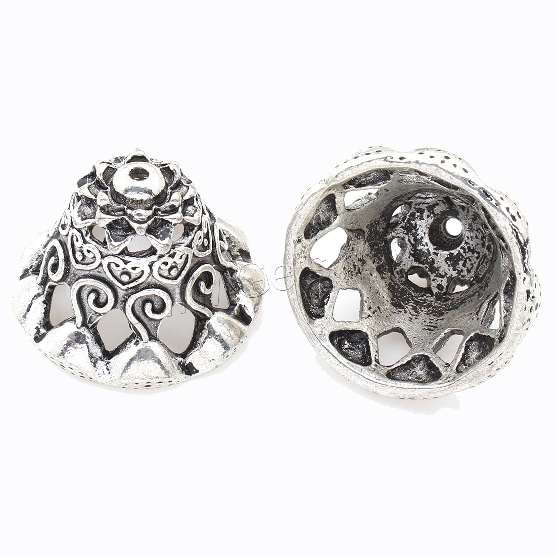 Zinc Alloy Bead Caps, plated, silver color, nickel, lead & cadmium free, 30*21mm, Approx 41PCs/Bag, Sold By Bag