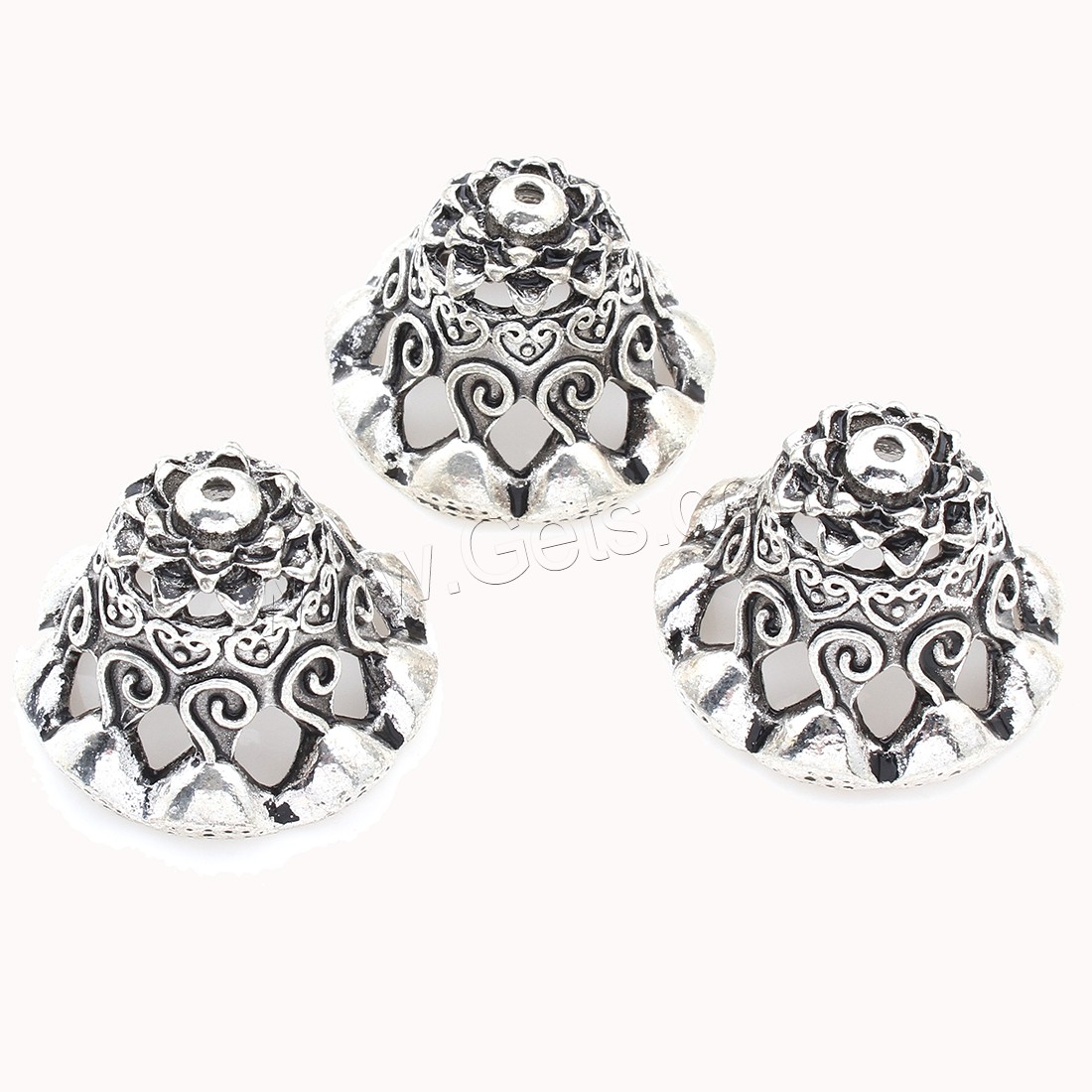 Zinc Alloy Bead Caps, plated, silver color, nickel, lead & cadmium free, 30*21mm, Approx 41PCs/Bag, Sold By Bag