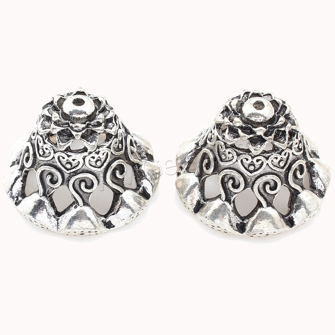 Zinc Alloy Bead Caps, plated, silver color, nickel, lead & cadmium free, 30*21mm, Approx 41PCs/Bag, Sold By Bag