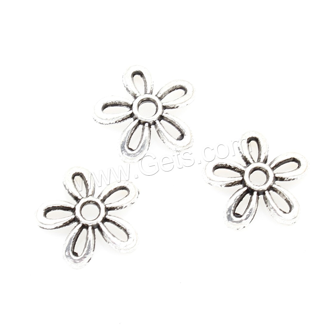 Tapa de abalorio de aleación de zinc, Flor, chapado, plateado, libre de níquel, plomo & cadmio, 12*2mm, 1500PCs/Bolsa, Vendido por Bolsa