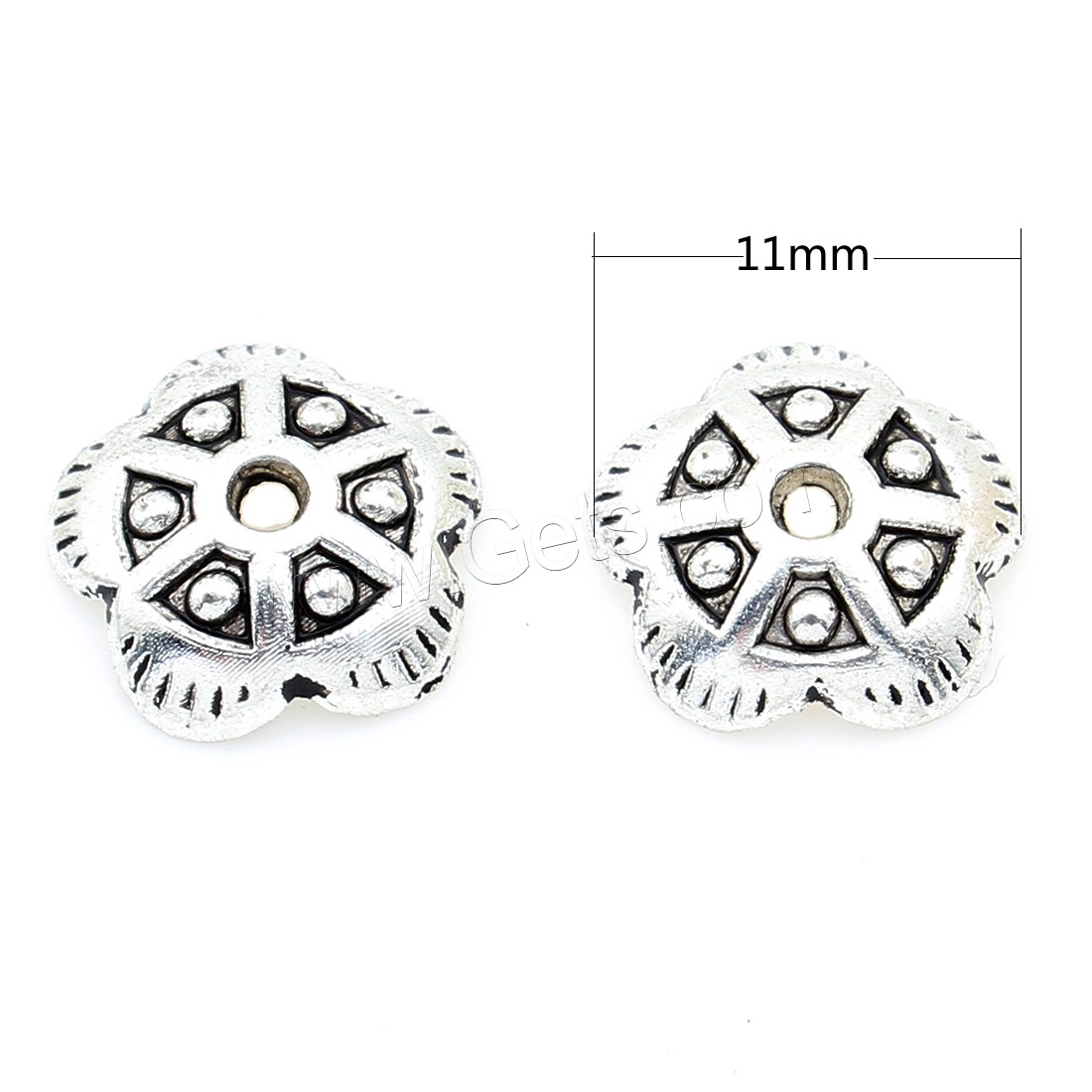 Zinc Alloy Bead Caps, Flower, plated, silver color, nickel, lead & cadmium free, 11*3mm, 1000PCs/Bag, Sold By Bag