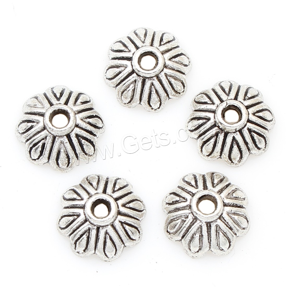 Zink Legierung Perlenkappen, Zinklegierung, Blume, plattiert, Silberfarbe, frei von Nickel, Blei & Kadmium, 10*4mm, 2Taschen/Menge, verkauft von Menge