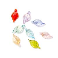 Lampwork Pendants, Leaf, handmade, gold foil 28*13mm 