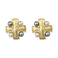 Zinc Alloy Clip Earring, Cross, gold color plated, for woman 