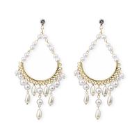 Boucle d'oreille en alliage de zinc en plastique perle, perle de plastique, avec alliage de zinc, BeCharmed Pearl, Placage, pour femme, blanc Vendu par paire