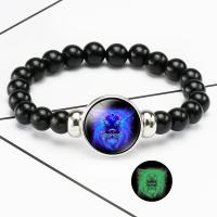 Edelstein Armband, mit organisches Glas & Acryl, plattiert, Zeit Edelstein Schmuck & unisex & verschiedene Stile für Wahl, schwarz, 18mm, verkauft von Strang