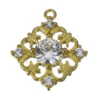 Cubic Zirconia Micro Pave Brass Pendant, gold color plated, micro pave cubic zirconia & hollow Approx 1.5mm 