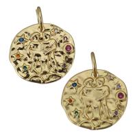 Cubic Zirconia Micro Pave Brass Pendant, gold color plated & micro pave cubic zirconia Approx 4mm 