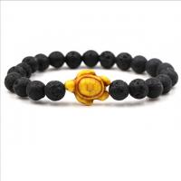 Lava Bead Bracelet, Turtle, Unisex 8mm .5 Inch 