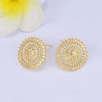 Boucle en laiton, Bouquet, Plaqué d'or, pour femme, 20.3*20.2mm, Vendu par paire