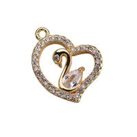 Pendentifs strass en laiton, coeur, Plaqué d'or, pour femme & avec strass & creux, 14.1*17.6mm, Vendu par PC