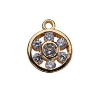 Pendentifs strass en laiton, fleur, Plaqué d'or, pour femme & avec strass, 11*9mm Vendu par lot