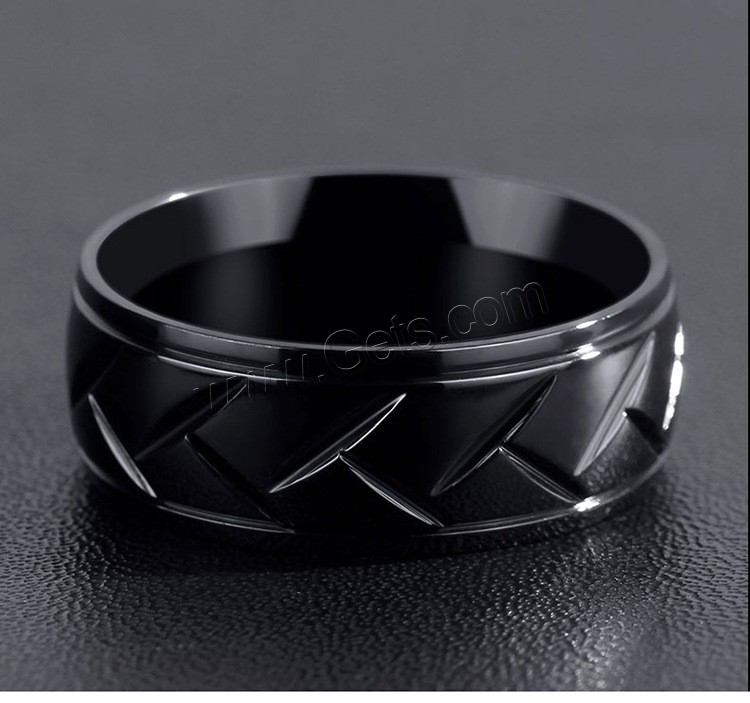 Titanium Steel Finger Ring, Donut, black ionic, different size for choice & for man, 8mm, US Ring Size:7-12, Sold By PC