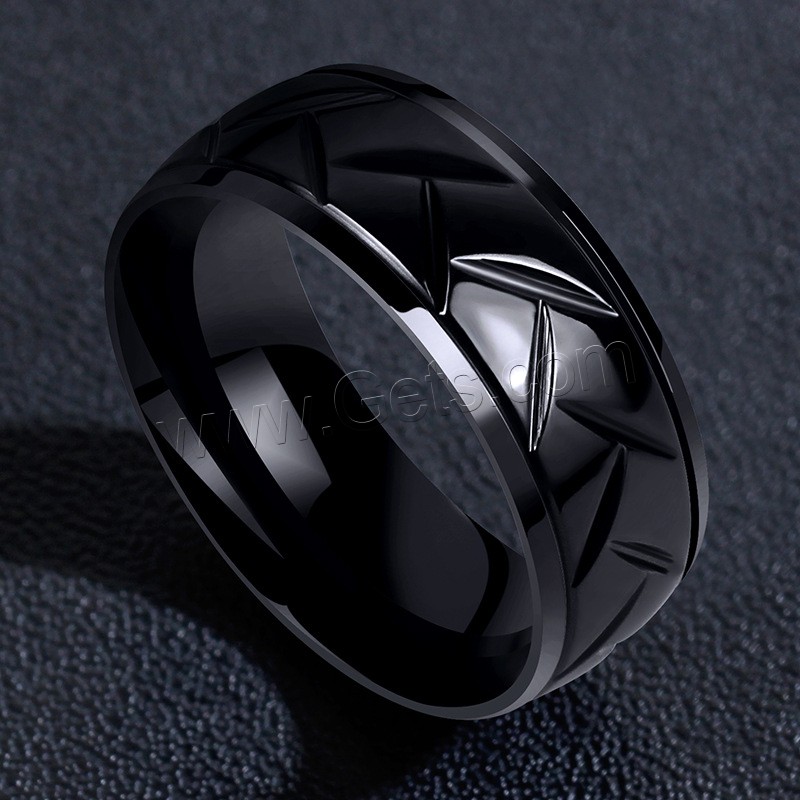 Titanium Steel Finger Ring, Donut, black ionic, different size for choice & for man, 8mm, US Ring Size:7-12, Sold By PC