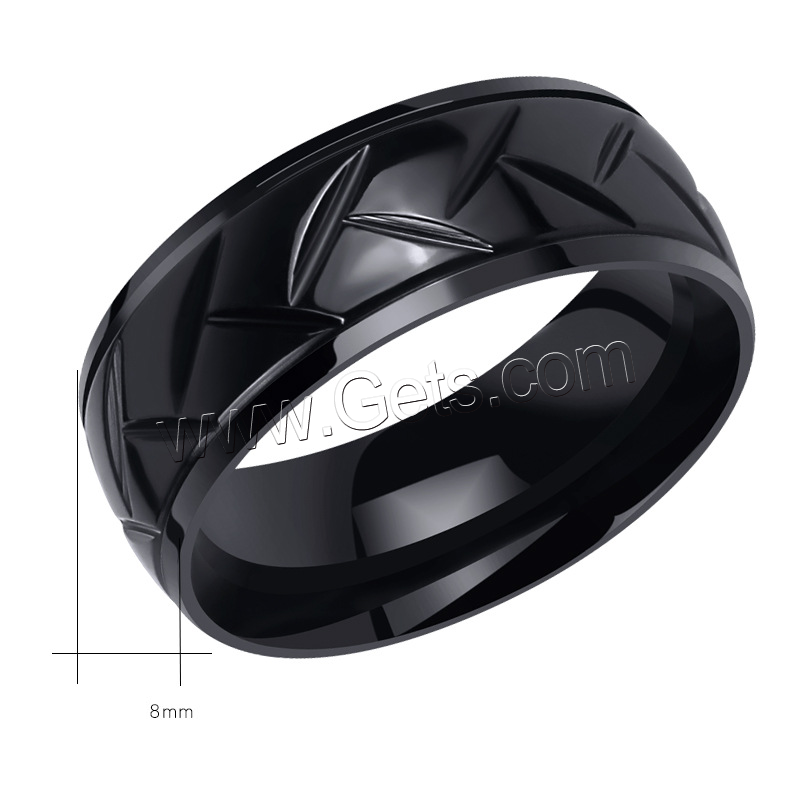 Acier titane bague, beignet, ionique noire, normes différentes pour le choix & pour homme, 8mm, Taille:7-12, Vendu par PC