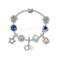 Europa gemischt Kristall Armbänder, Zinklegierung, silberfarben plattiert, verschiedene Stile für Wahl & Micro pave Strass & Emaille, Länge:ca. 7 ZollInch, verkauft von Strang