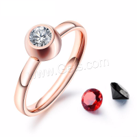 Titan Stahl Fingerring, Titanstahl, plattiert, verschiedene Größen vorhanden & für Frau & mit Strass, Roségold, 7.5mm,2.5mm, verkauft von PC