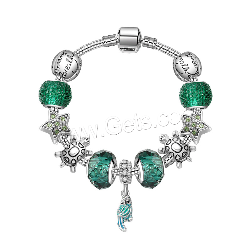 Europa gemischt Kristall Armbänder, Zinklegierung, mit Edelstein, verschiedene Größen vorhanden & Micro pave Strass & für Frau & Emaille, grün, verkauft von Strang