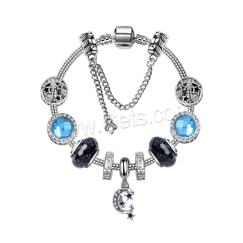 Europa gemischt Kristall Armbänder, Zinklegierung, mit Edelstein, plattiert, verschiedene Größen vorhanden & Micro pave Strass & für Frau & Emaille, blau, verkauft von Strang