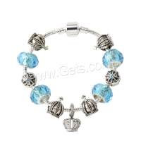 Europa gemischt Kristall Armbänder, Zinklegierung, mit Edelstein, plattiert, verschiedene Größen vorhanden & Micro pave Strass & für Frau, blau, verkauft von Strang