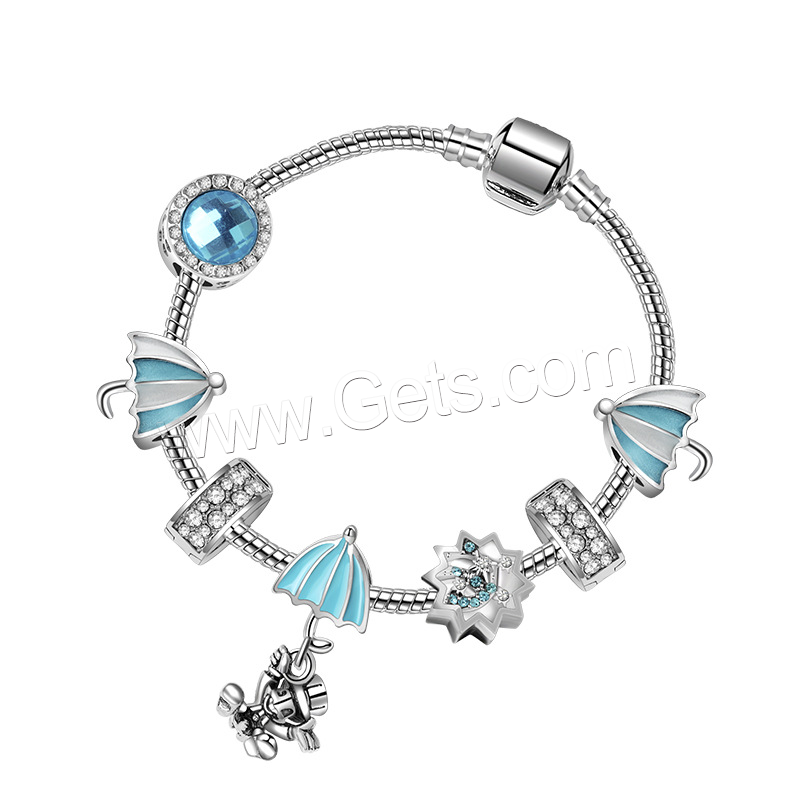 Europa gemischt Kristall Armbänder, Zinklegierung, mit Edelstein, plattiert, verschiedene Größen vorhanden & Micro pave Strass & für Frau & Emaille, blau, verkauft von Strang