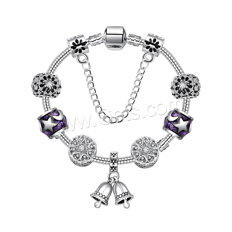 Europa gemischt Kristall Armbänder, Zinklegierung, plattiert, verschiedene Größen vorhanden & Micro pave Strass & für Frau & Emaille, violett, verkauft von Strang