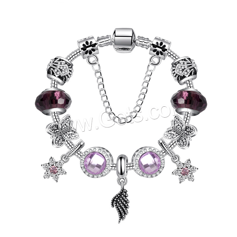 Europa gemischt Kristall Armbänder, Zinklegierung, mit Kristall, plattiert, verschiedene Größen vorhanden & Micro pave Strass & für Frau & Emaille & facettierte, violett, verkauft von Strang